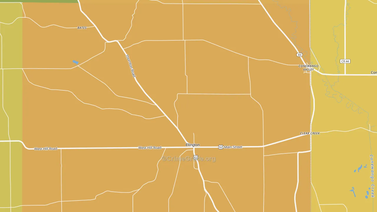 Ellington, NY Map of Robbery Rates