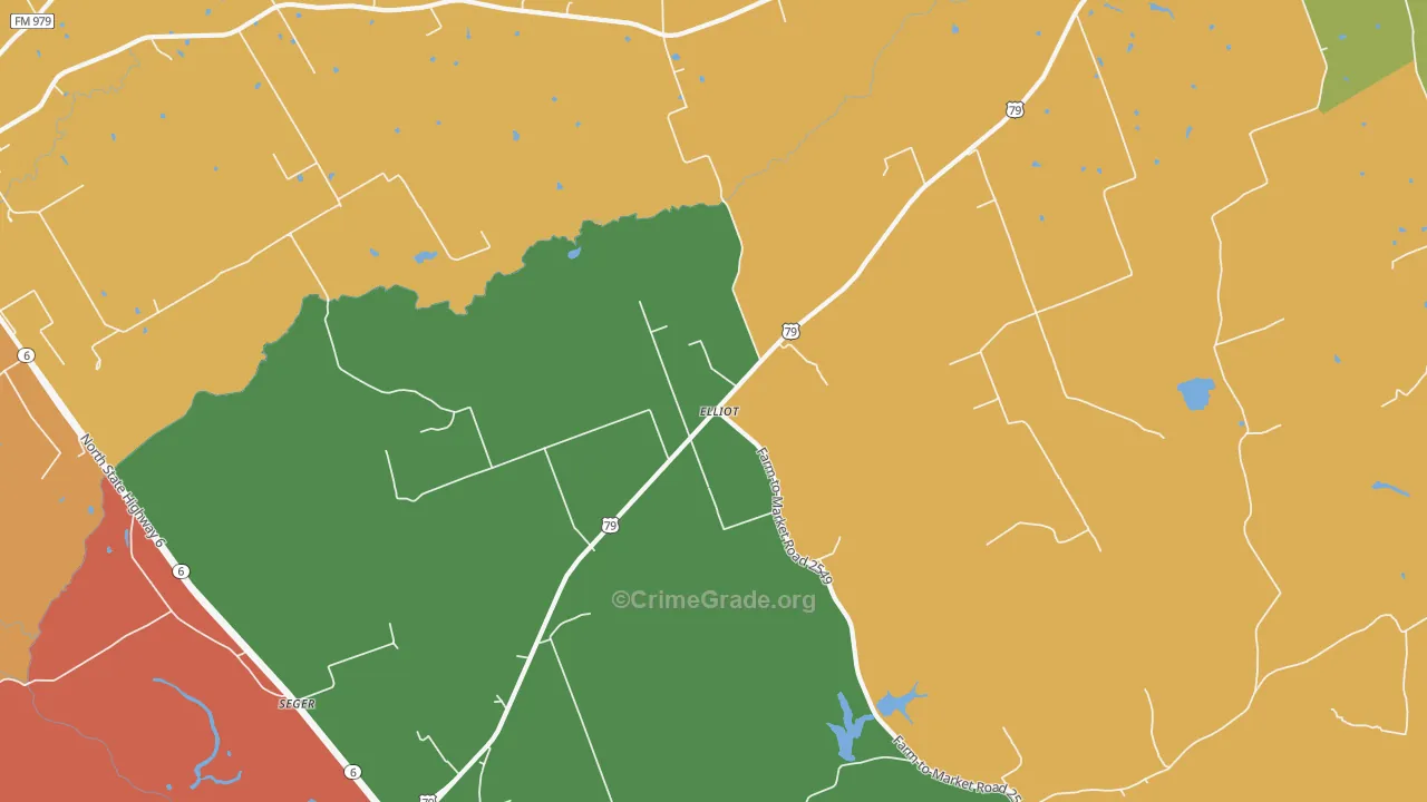 Elliot, TX Map of Robbery Rates