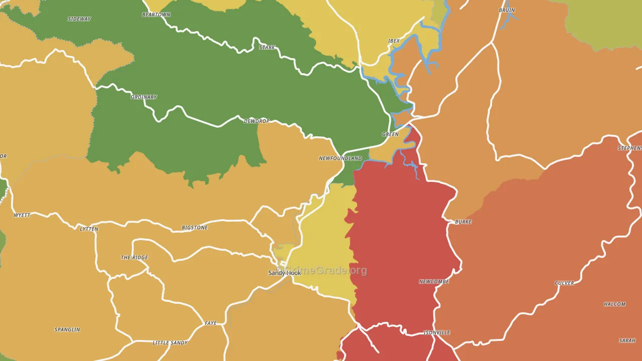 Elliott County, KY Map of Robbery Rates