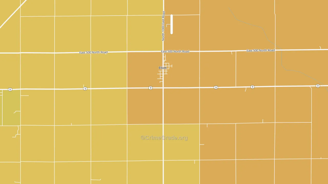 Elliott, IL Map of Robbery Rates