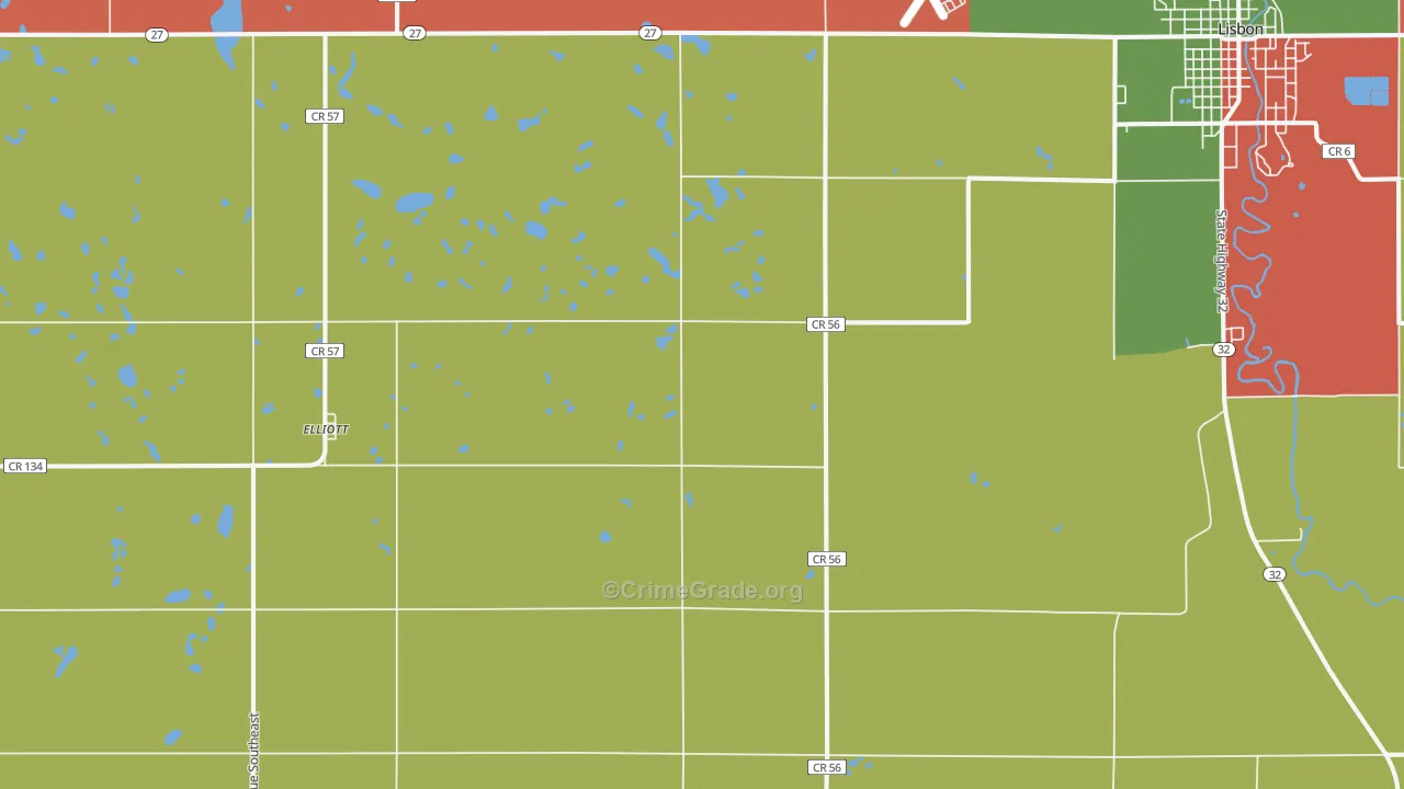 Elliott, ND Map of Robbery Rates