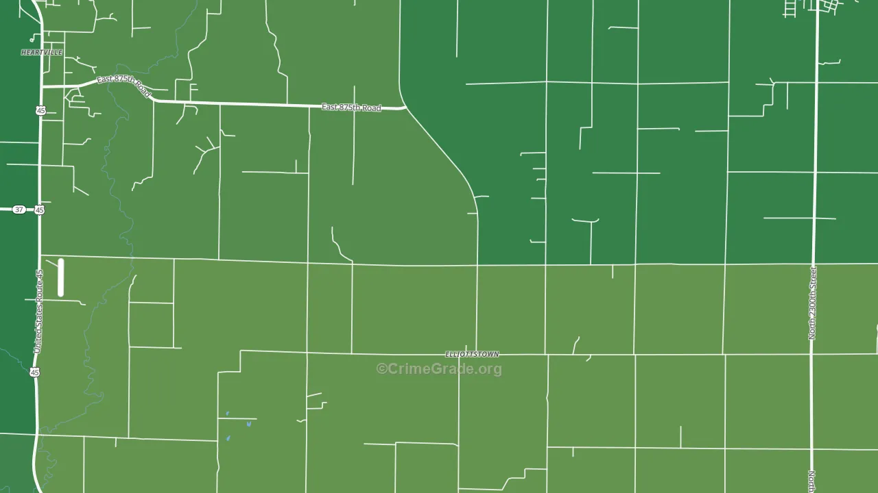 Elliottstown, IL Map of Robbery Rates