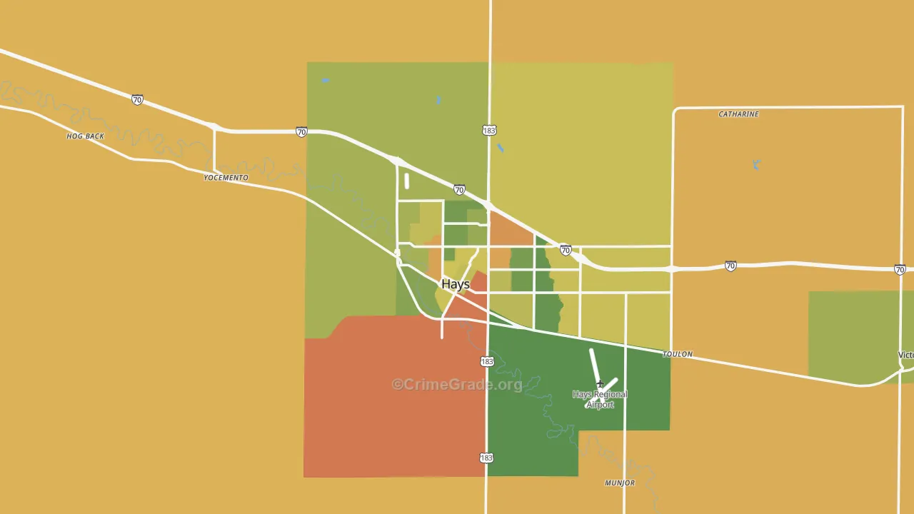 Ellis County, KS Map of Robbery Rates