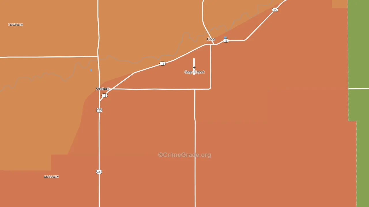 Ellis County, OK Map of Robbery Rates