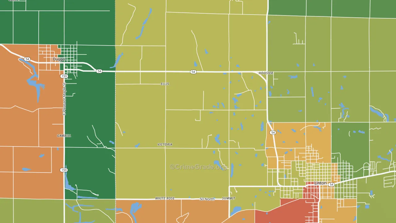 Ellis, IN Map of Robbery Rates