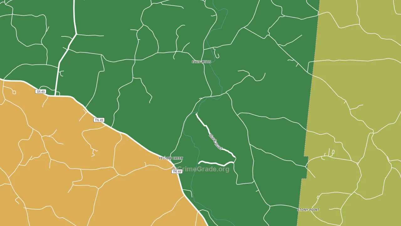 Ellis Mills, TN Map of Robbery Rates