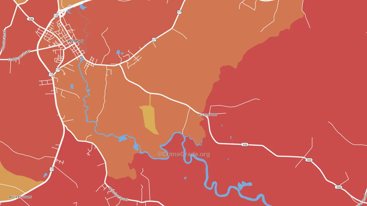 Ellis Store, NC Map of Robbery Rates