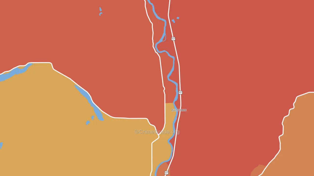 Ellisforde, WA Map of Robbery Rates