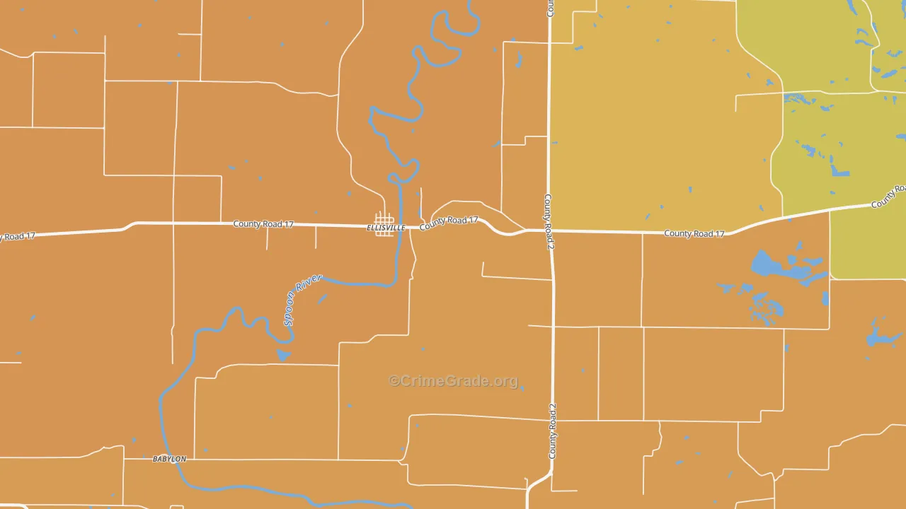 Ellisville, IL Map of Robbery Rates