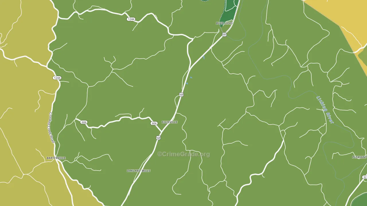 Ellisville, KY Map of Robbery Rates
