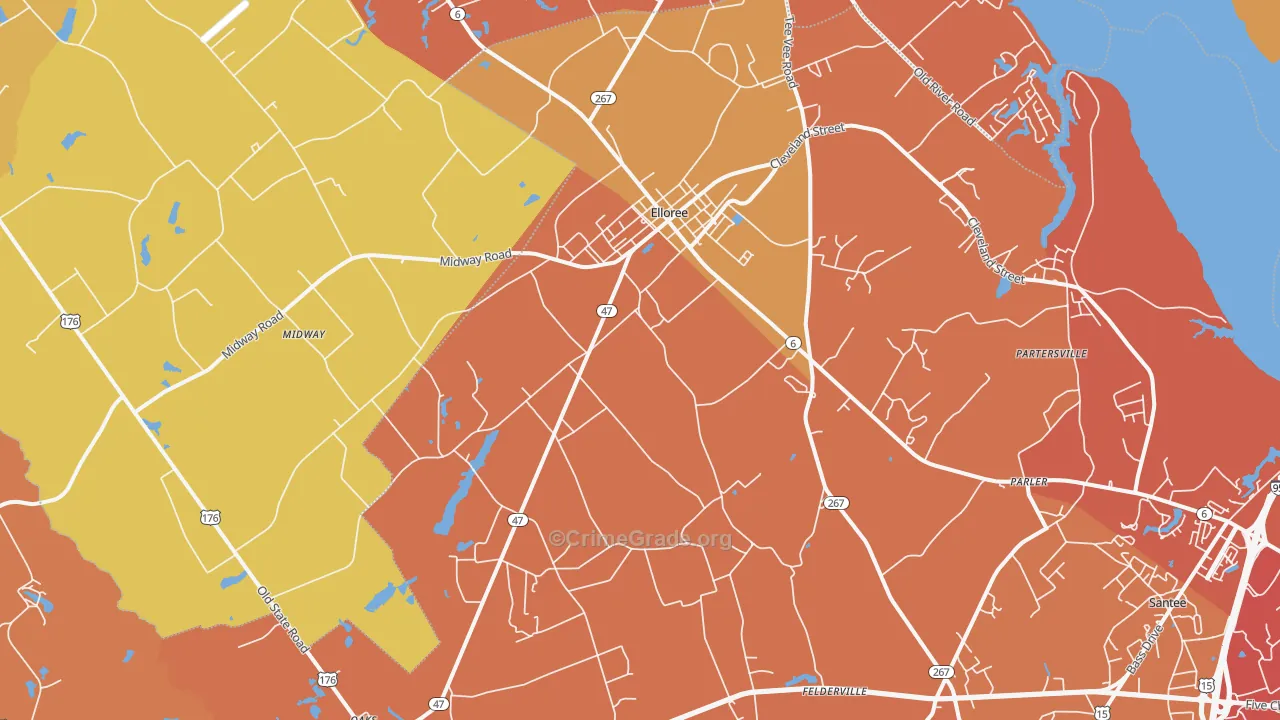 Elloree, SC Map of Robbery Rates