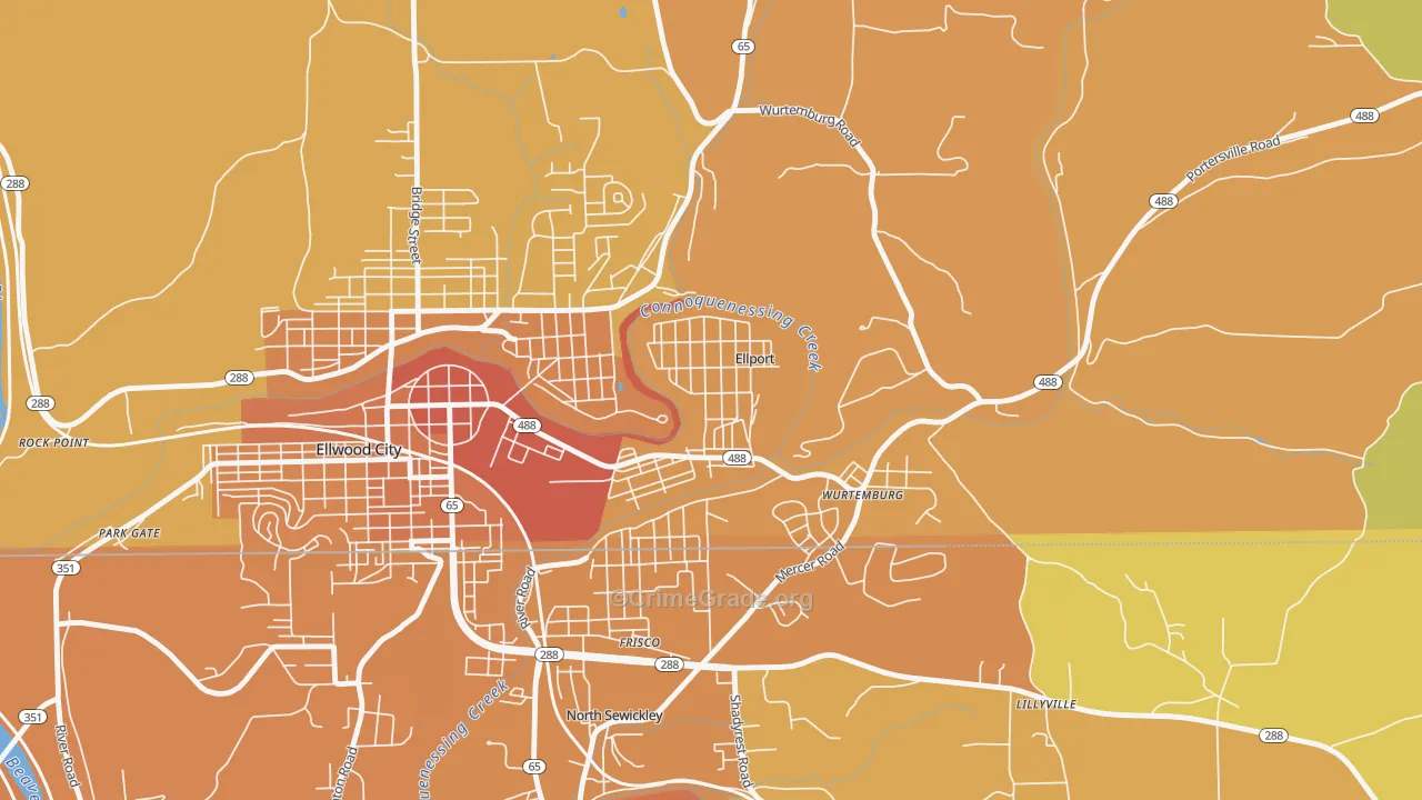 Ellport, PA Map of Robbery Rates
