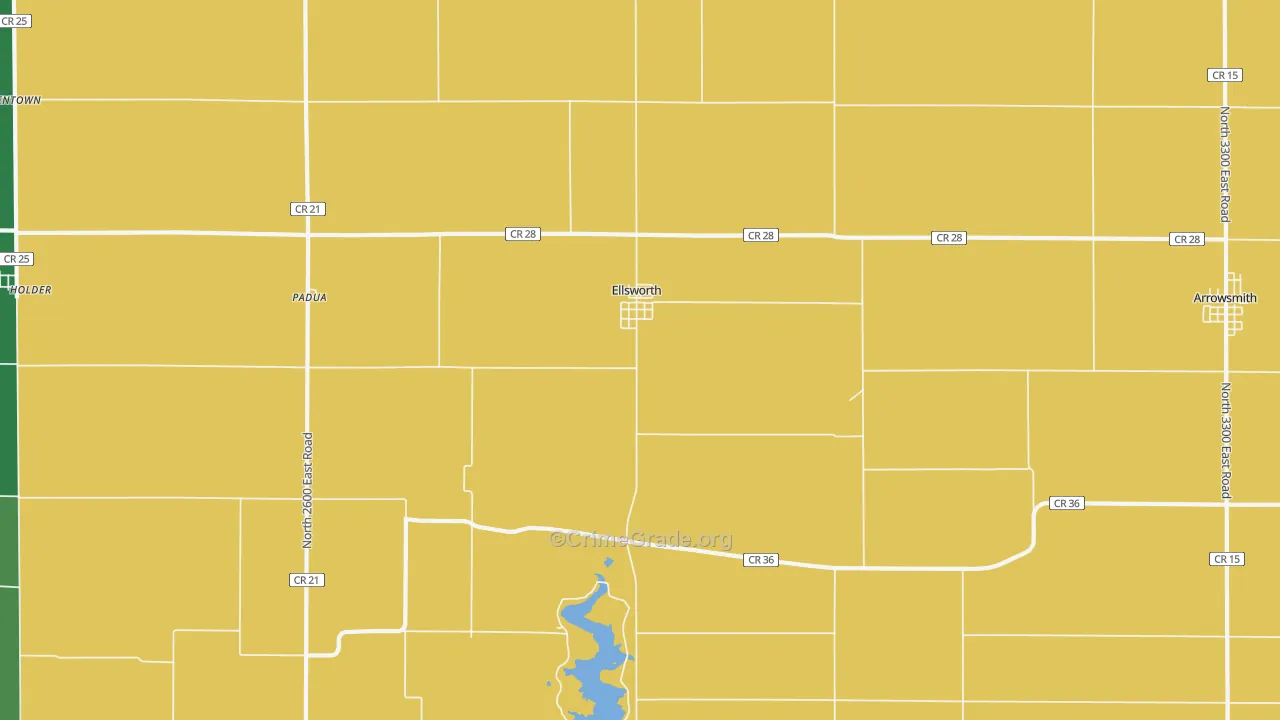 Ellsworth, IL Map of Robbery Rates