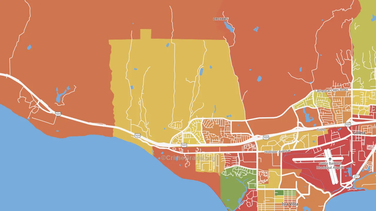 Ellwood, CA Map of Robbery Rates