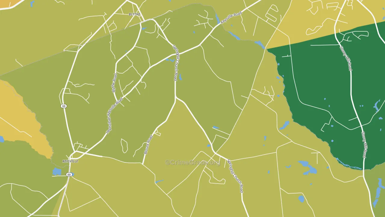 Ellwood, GA Map of Robbery Rates