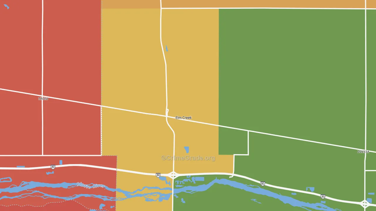 Elm Creek, NE Map of Robbery Rates