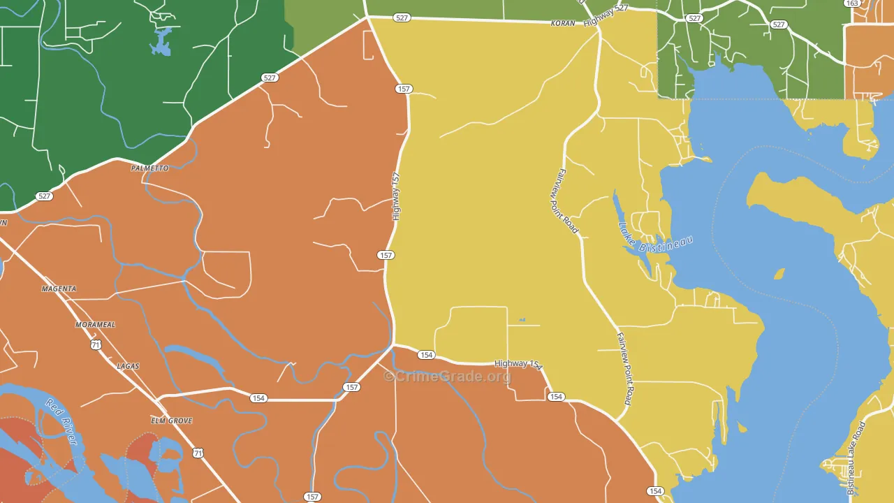 Elm Grove, LA Map of Robbery Rates