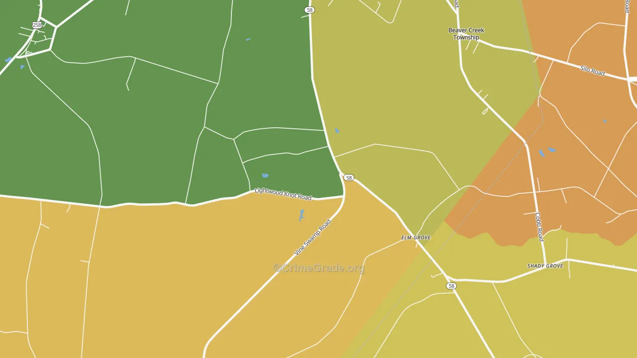 Elm Grove, NC Map of Robbery Rates