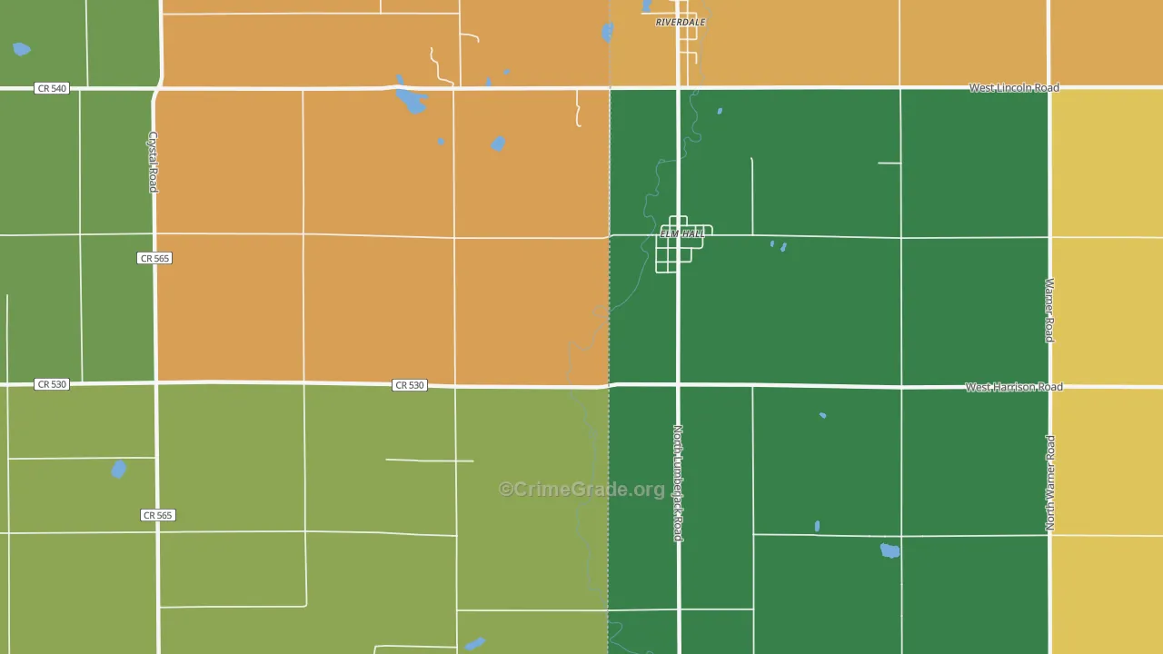 Elm Hall, MI Map of Robbery Rates