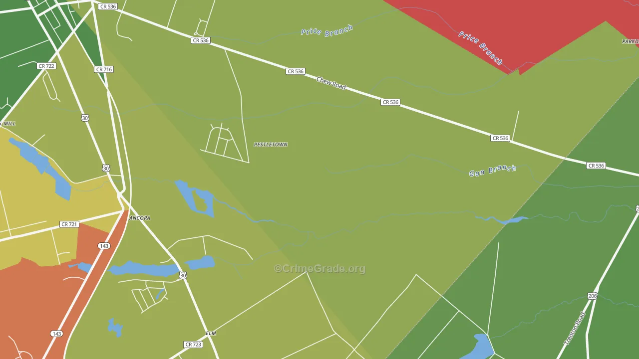 Elm, NJ Map of Robbery Rates