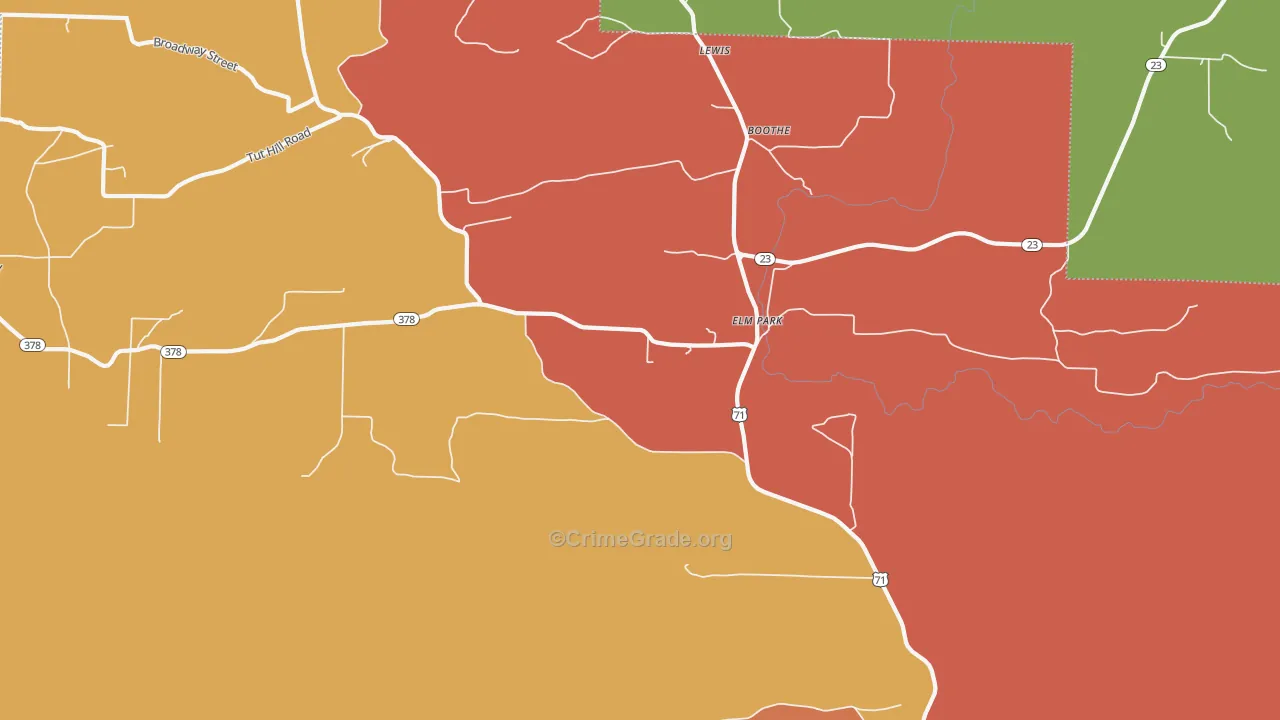 Elm Park, AR Map of Robbery Rates