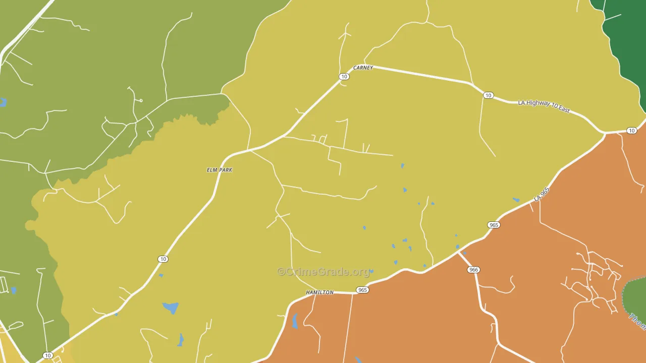 Elm Park, LA Map of Robbery Rates