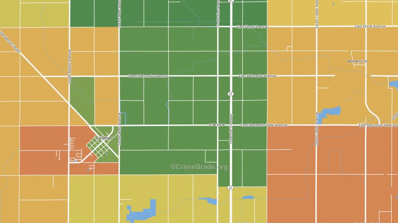Elm View, CA Map of Robbery Rates