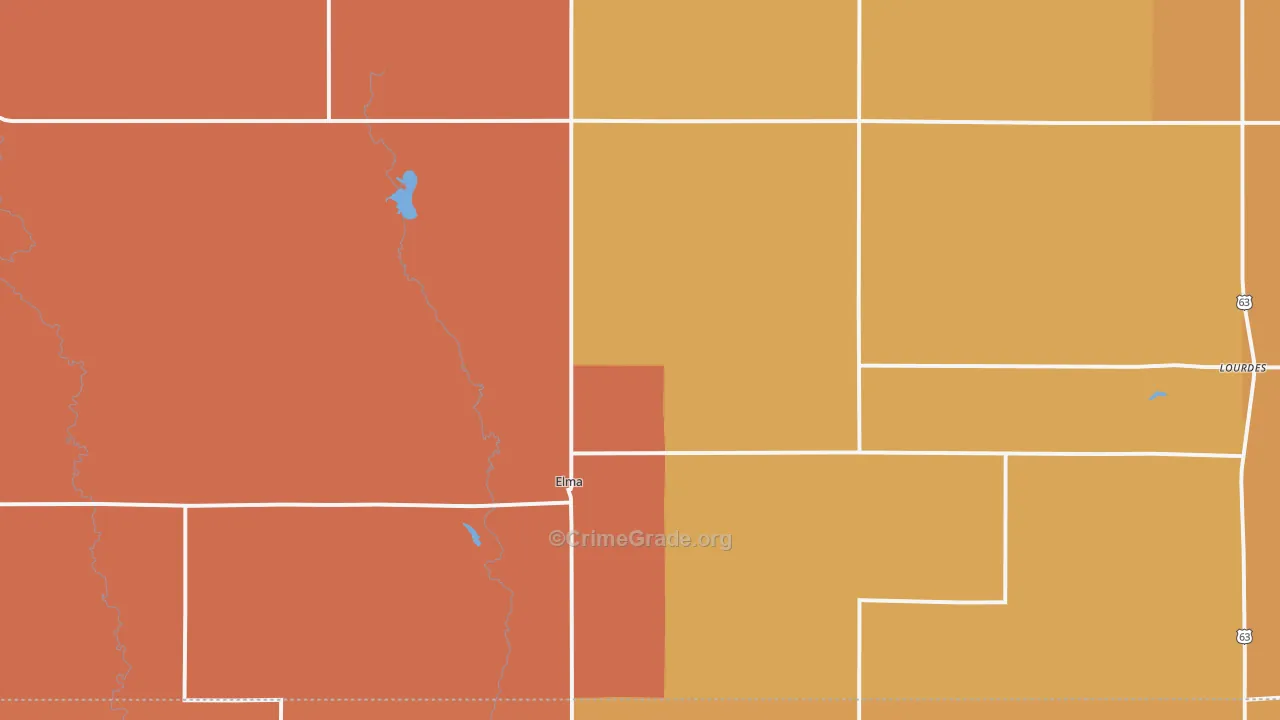 Elma, IA Map of Robbery Rates