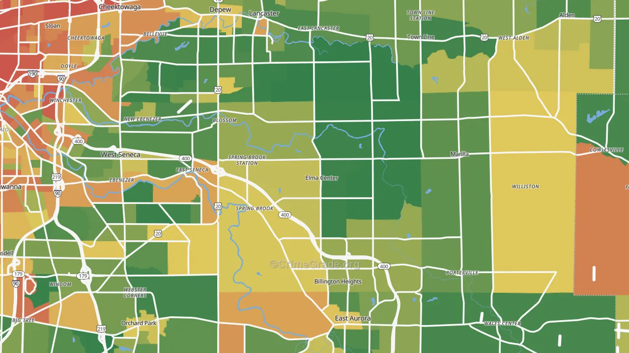 Elma, NY Map of Robbery Rates
