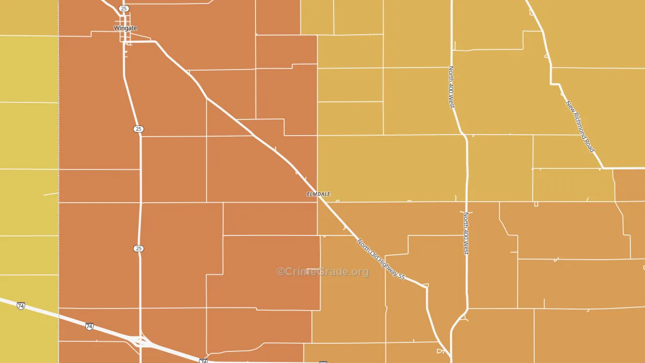 Elmdale, IN Map of Robbery Rates