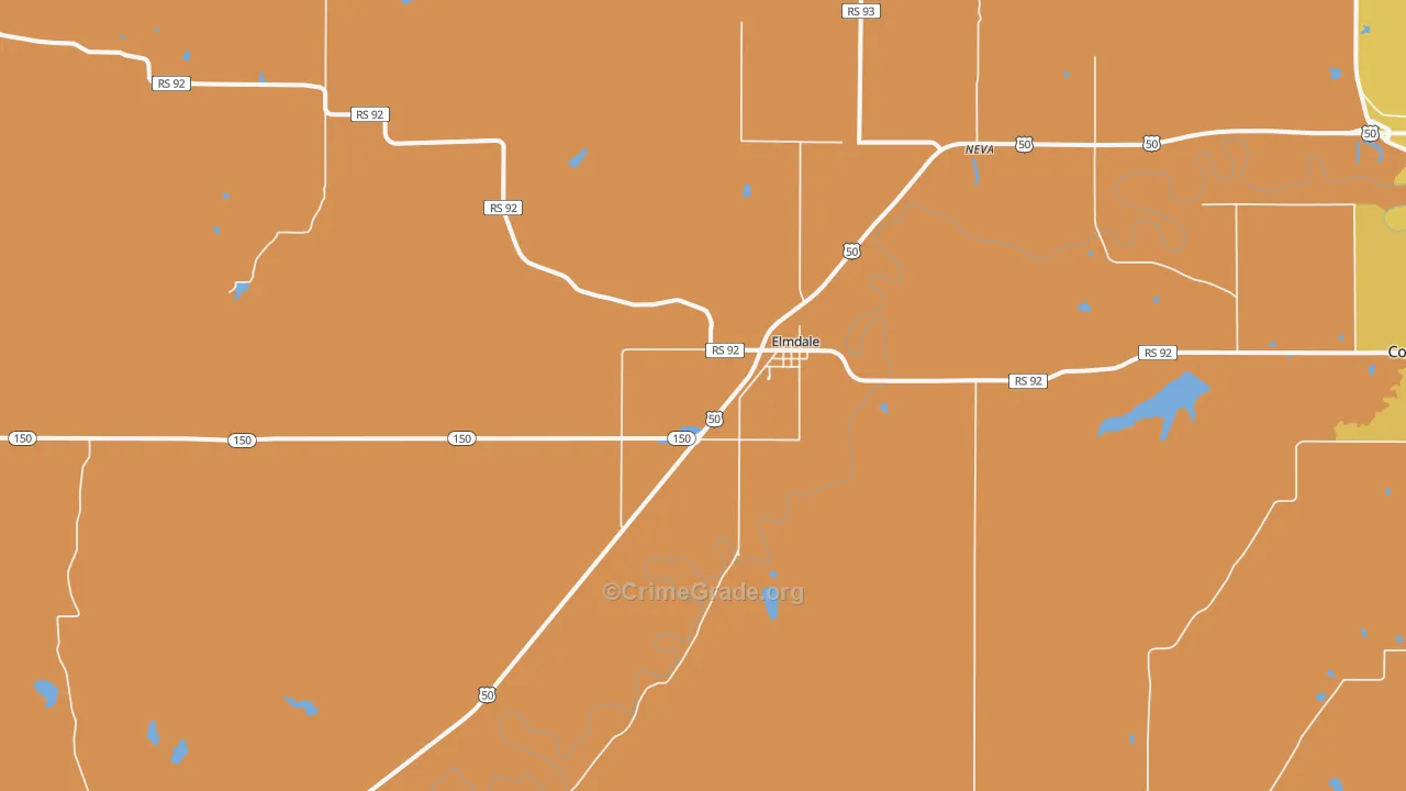 Elmdale, KS Map of Robbery Rates