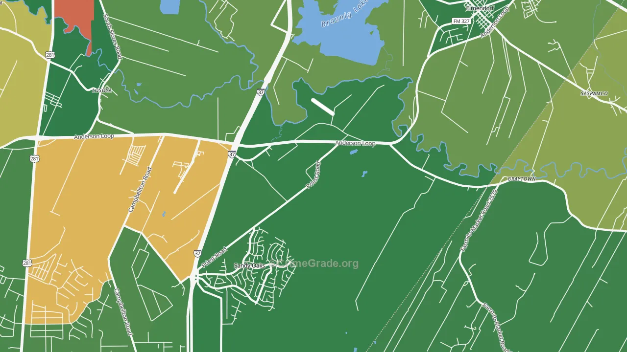 Elmendorf, TX Map of Robbery Rates