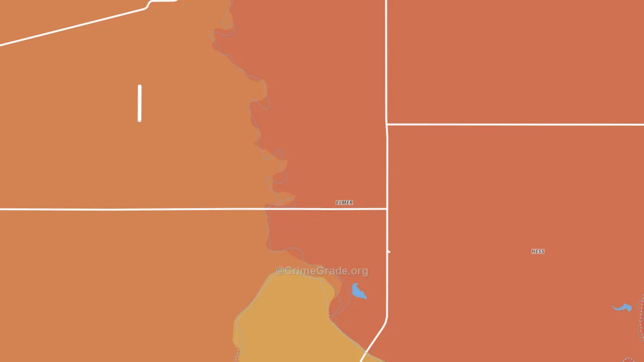 Elmer, OK Map of Robbery Rates
