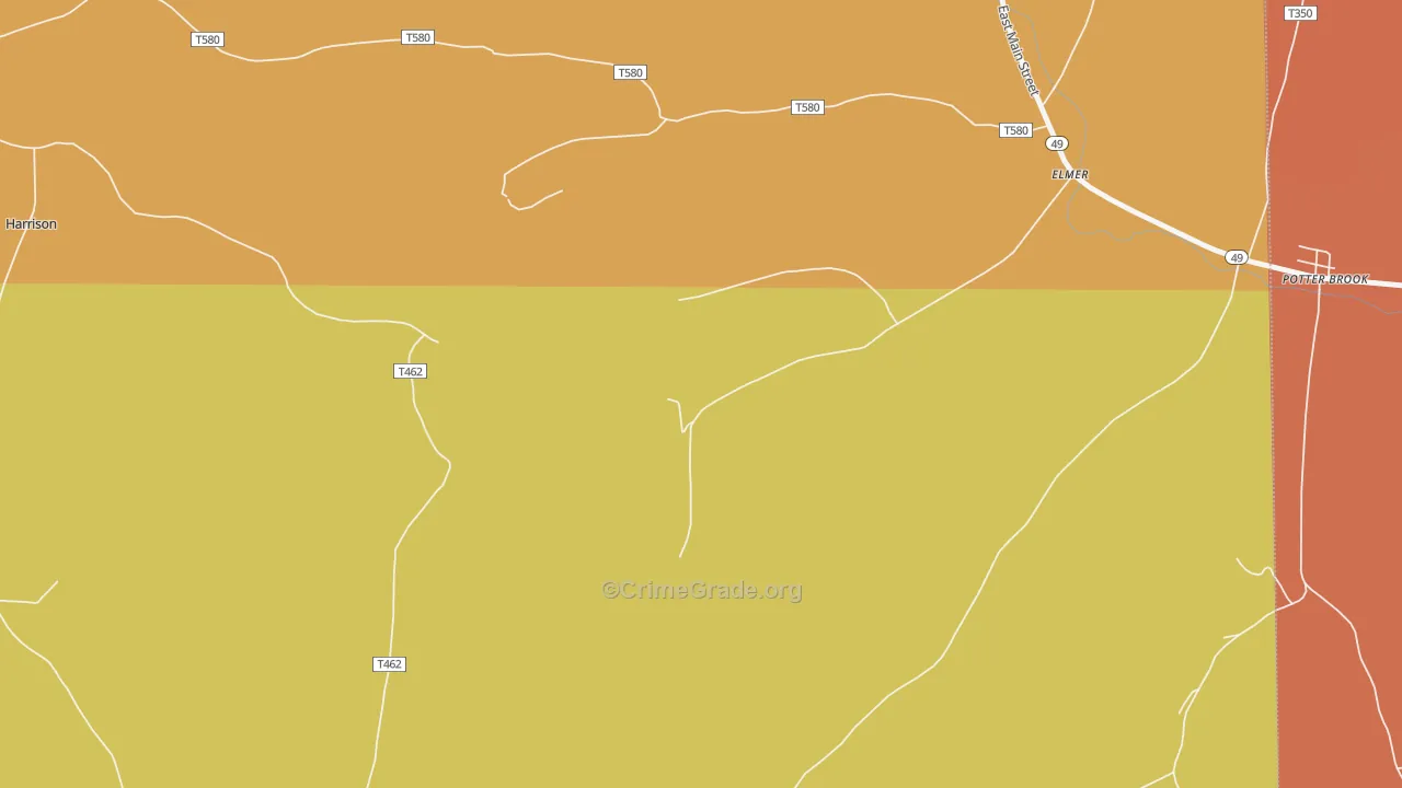 Elmer, PA Map of Robbery Rates