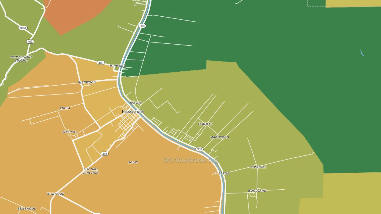 Elmfield, LA Map of Robbery Rates