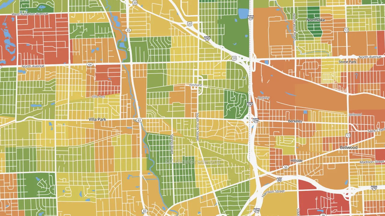 Elmhurst, IL Map of Robbery Rates