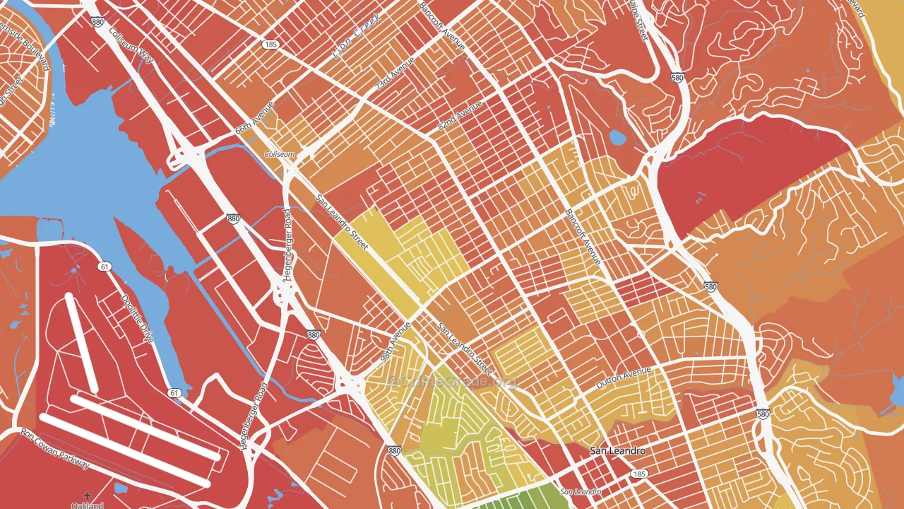 Elmhurst Park, Oakland, CA Map of Robbery Rates