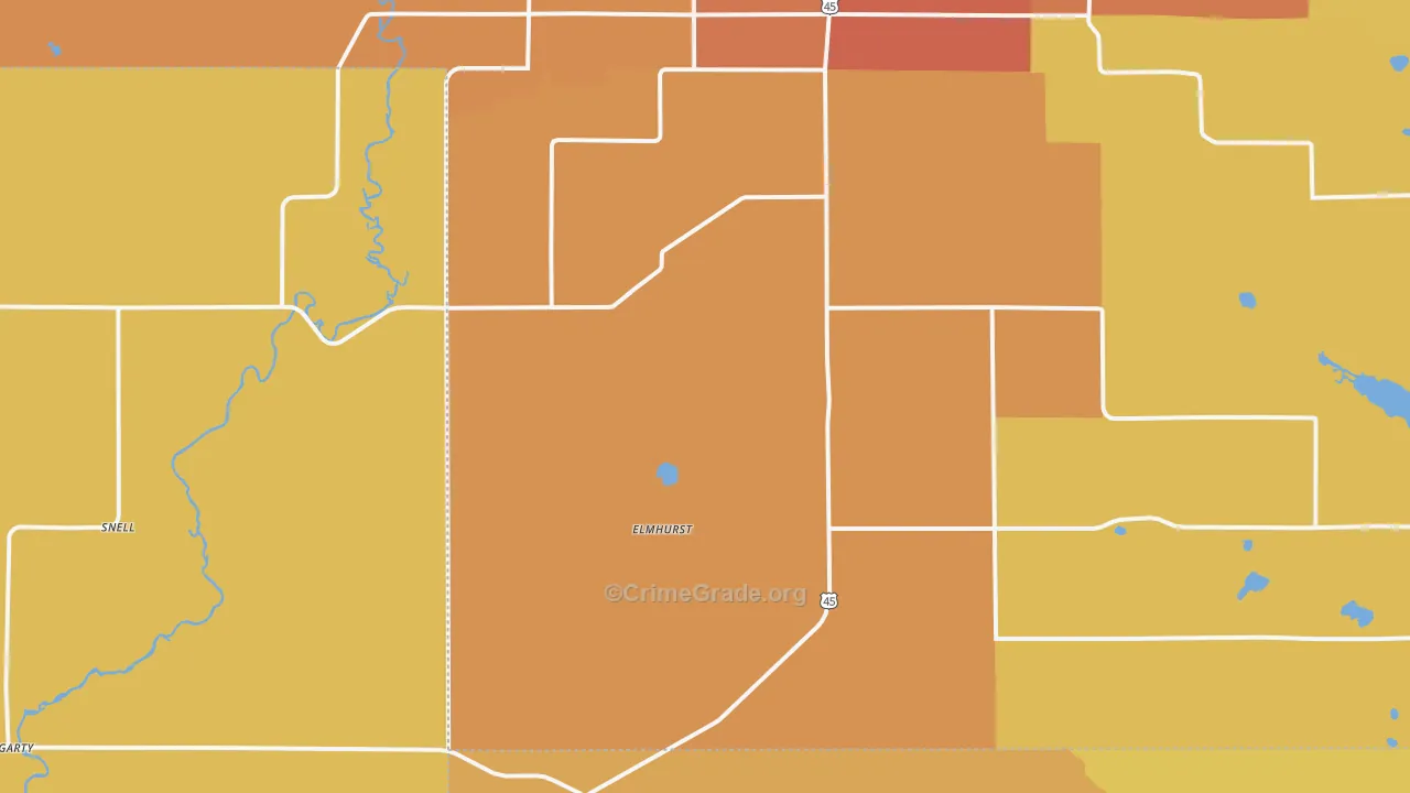 Elmhurst, WI Map of Robbery Rates