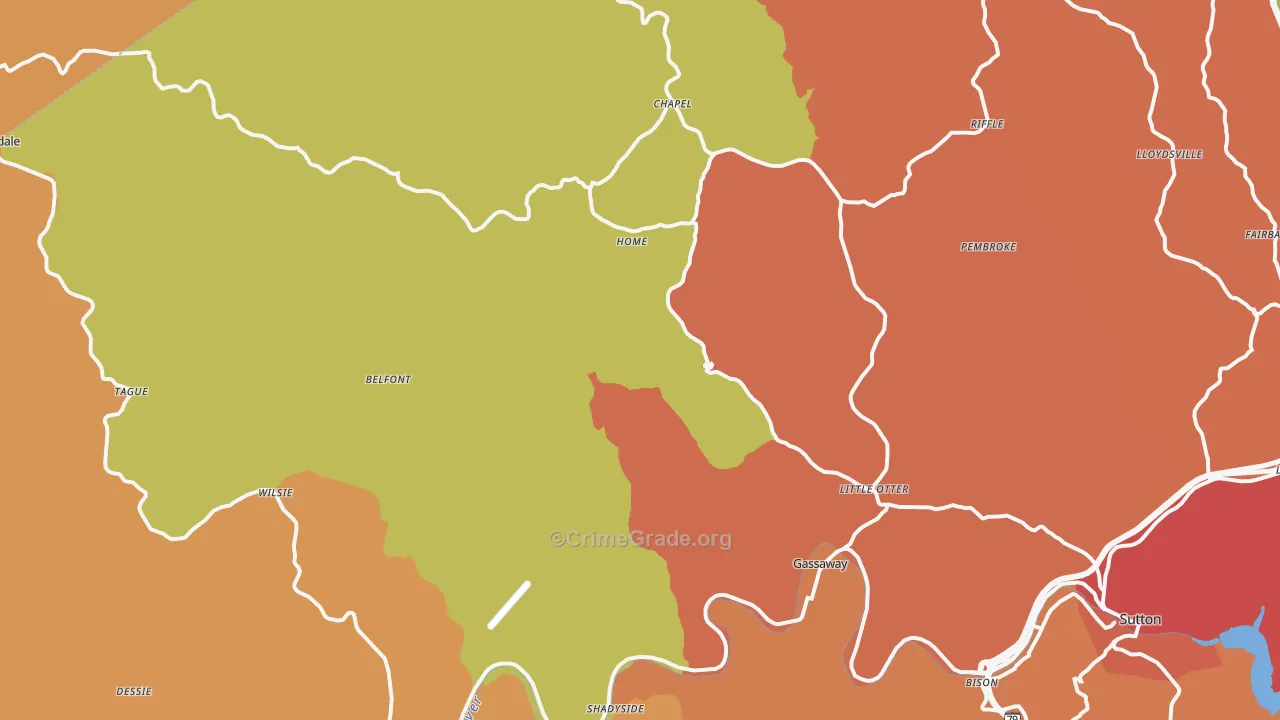 Elmira, WV Map of Robbery Rates