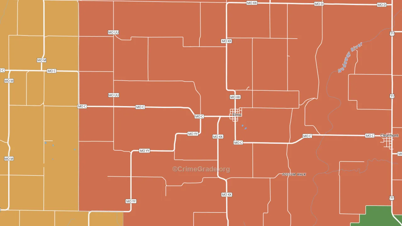 Elmo, MO Map of Robbery Rates