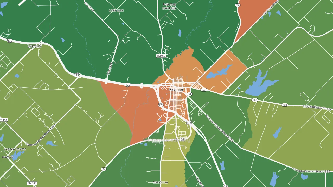 Elmo, TX Map of Robbery Rates