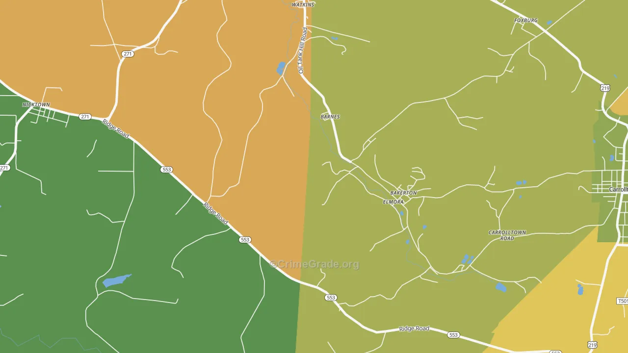 Elmora, PA Map of Robbery Rates