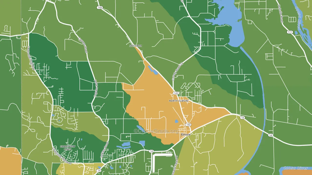 Elmore, AL Map of Robbery Rates