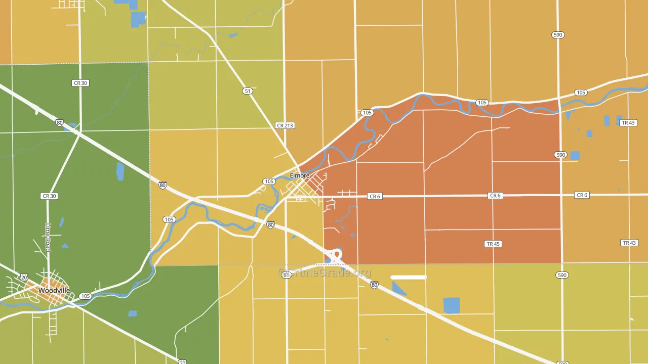 Elmore, OH Map of Robbery Rates
