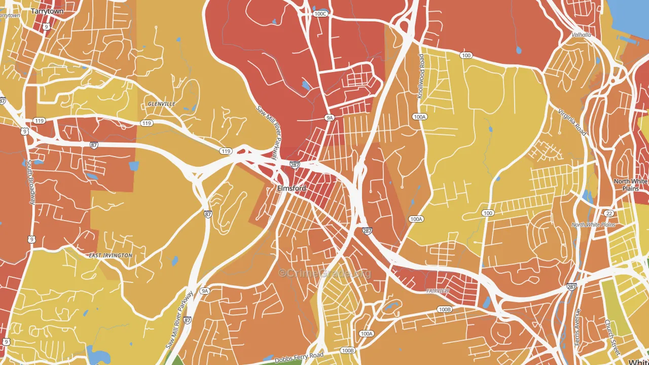 Elmsford, NY Map of Robbery Rates
