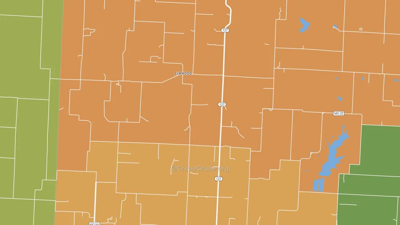 Elmwood, MO Map of Robbery Rates