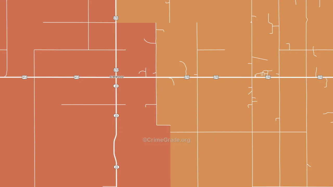 Elmwood, OK Map of Robbery Rates
