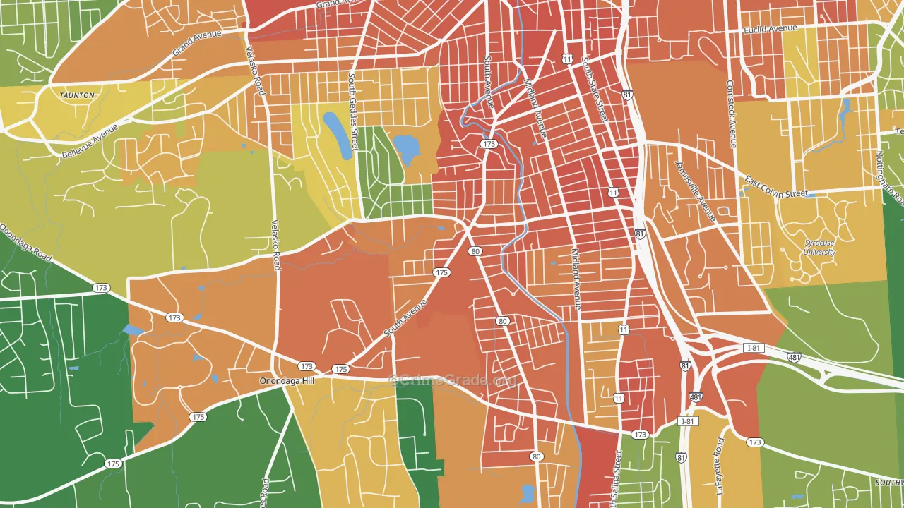 Elmwood, Syracuse, NY Map of Robbery Rates