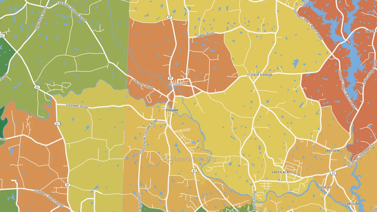 Elon College, NC Map of Robbery Rates