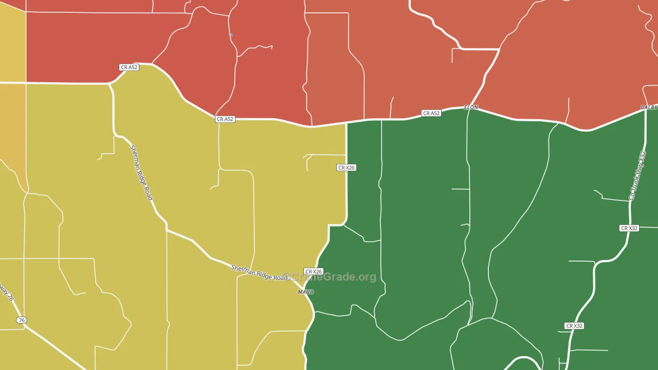 Elon, IA Map of Robbery Rates